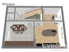 Pr�zdn� ob�vac� pokoj s modern� parketovou podlahou, velk�m oknem a elegantn�m schodi�t�m kombinuj�c�m d�evo a kov pro stylov� design.