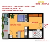 Pron�jem bytu 1+kk, 34 m2, OV, Praha 8, Troja, ul. Sv�dnick�