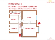 Prodej bytu 3+1, 89 m2, OV, Praha 3, �i�kov, ul. Hartigova